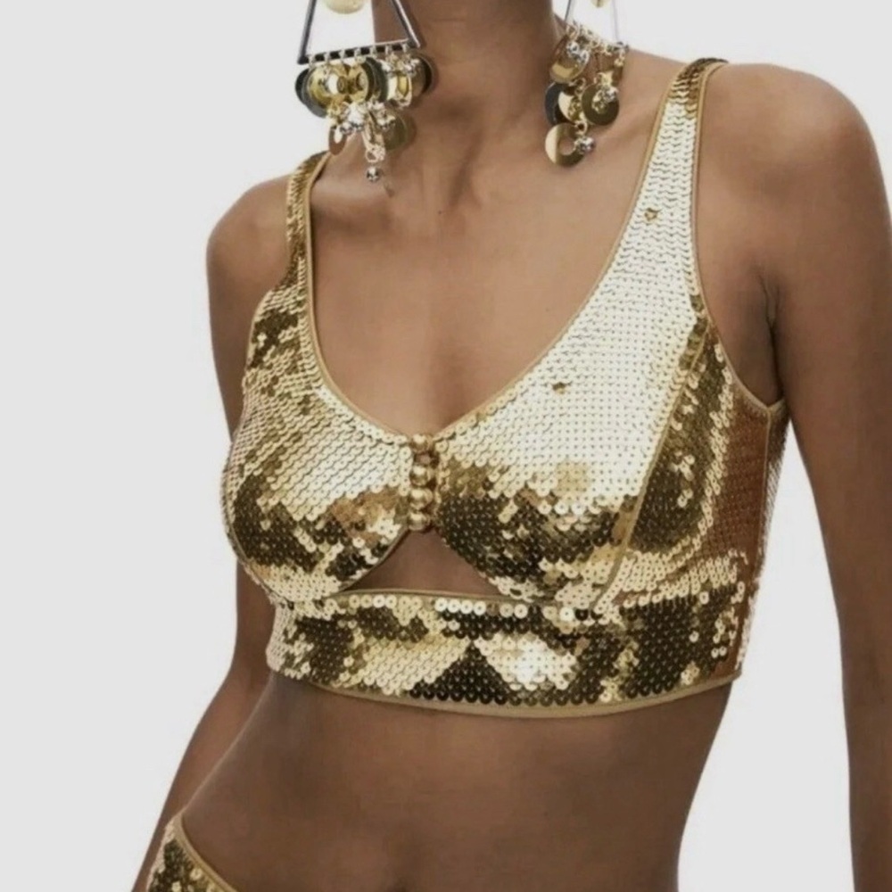 Paco Rabanne Gold Sequin Top - Picture 3 of 3